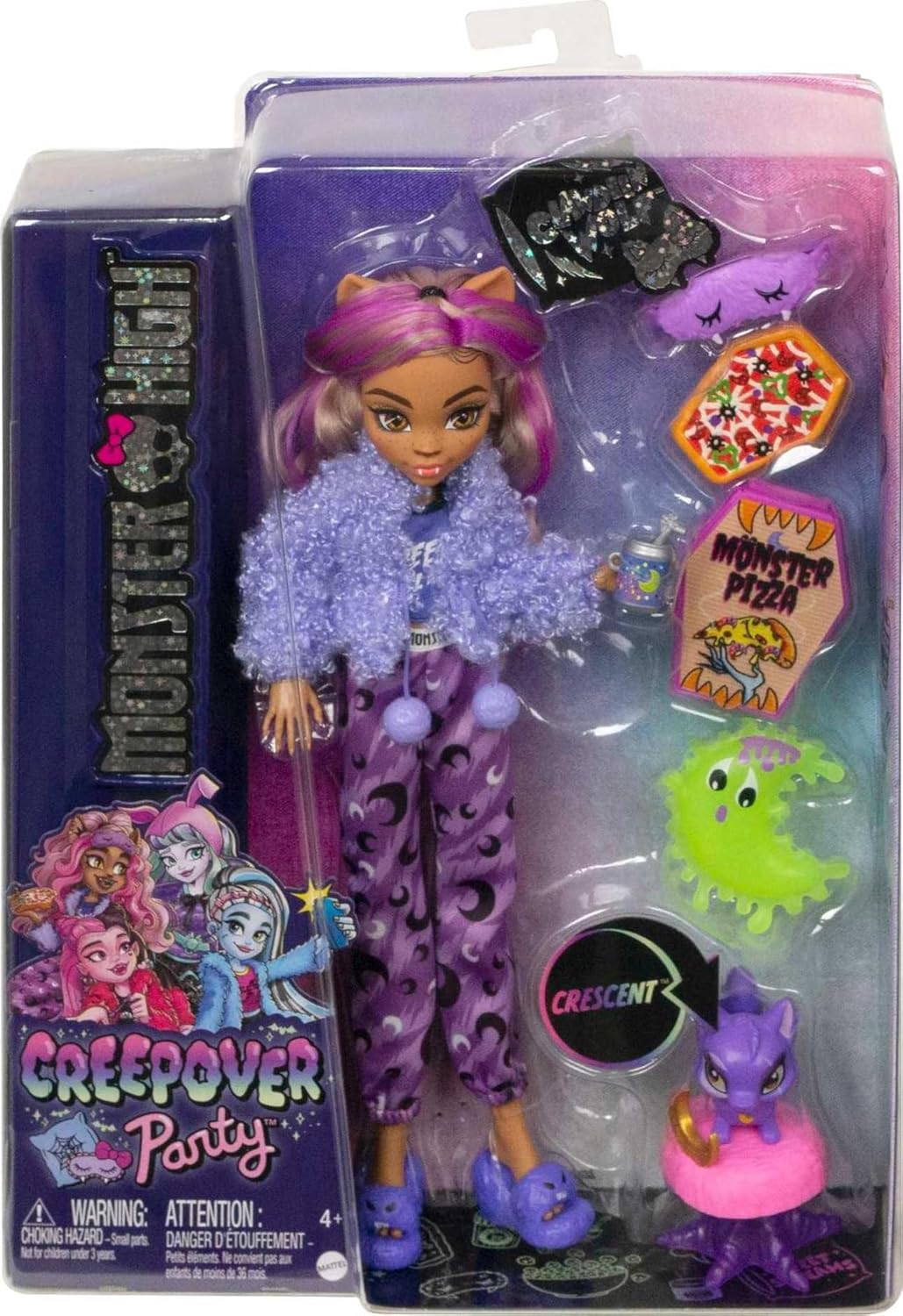 Muñeca Monster High y accesorios para fiesta de pijamas, muñeca Clawdeen Wolf con perro en crecimiento, fiesta Creepover, HKY67