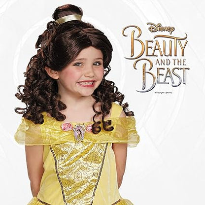 DISGUISE   Disney oficial premium princesa belle peruca vestido extravagante-feito com cabelo brilhante luxuoso-acessórios de princesa perucas infantis tamanho único