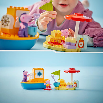 LEGO Brinquedo de viagem de barco DUPLO Peppa Pig, brinquedos para crianças de desenvolvimento inicial e atividades com 2 figuras, conjunto de peças de verão, ideia de presente para meninas e meninos de 2 anos ou mais 10432