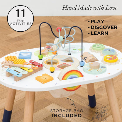 Le Toy Van Tabela de atividades PL137 | Brinquedos infantis - xilofone arco-íris, classificador de formas de madeira e muito mais - 18 meses +, médio