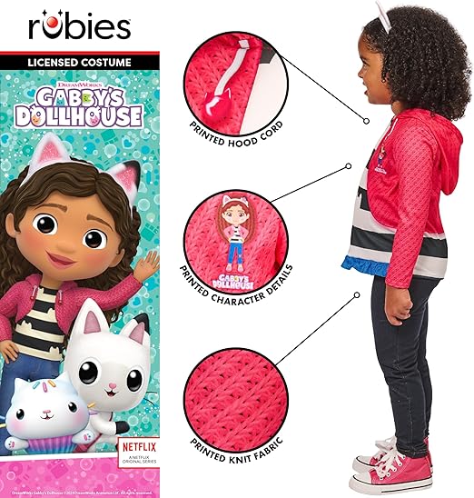 Rubies Fantasia infantil oficial da Casa de Bonecas da Gabby, vestido de festa para crianças.