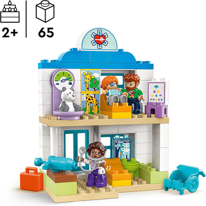 LEGO DUPLO Primeira vez: visita com o médico, brinquedos de construção Montessori para meninas e meninos de 2 anos ou mais, conjunto de dramatizações educacionais com cartões de emoção,