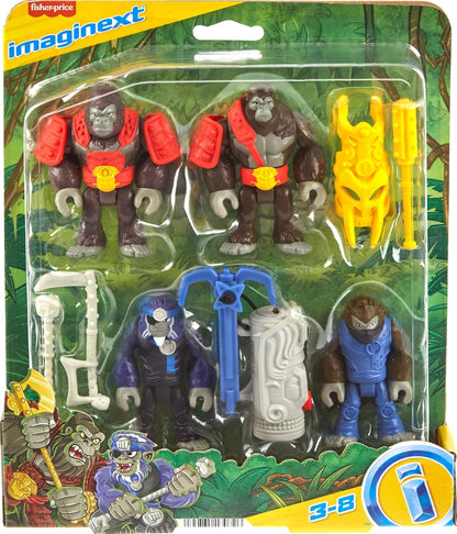 Conjunto de Figuras de Brinquedo Imaginext Army, Pacote de Exército Nível Chefe com 9 Peças: Gorila versus Macaco com Acessórios para Brincadeiras de Faz de Conta em Idade Pré-escolar, 3 a 8 Anos, HML57