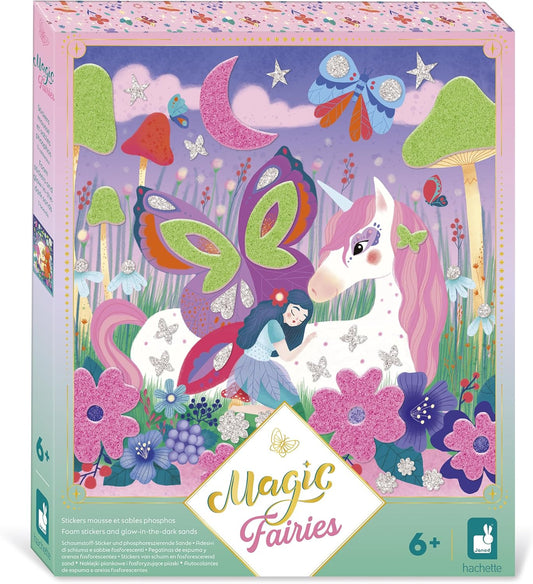 Janod - Adesivos e Areias Fosforescentes - 5 Pranchas - Tema Fadas - Kit Lazer Criativo Infantil - A partir de 6 Anos - J09174