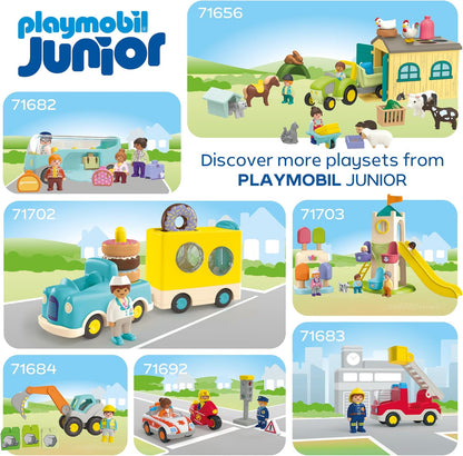 Playmobil | JUNIOR | JUNIOR: Ação de Super-heróis | Conjunto de Montar com Mulher-Água, Homem-Fogo, Torres e Elementos de Pista de Bolas | Para Crianças a partir de 4 Anos | 72085