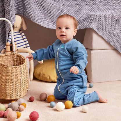 Love To Dream™ Macacão de dormir com pernas, 12-24 meses - Azul Pebbles Storm | Manga comprida, leve, vestível e edredom | 2,5 Tog, ideal para inverno e outono (16–20 °C) | Lavável à máquina, zíper duplo