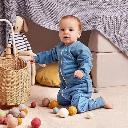 Love To Dream™ Macacão de dormir com pernas, 4-5 anos - Azul Pebbles Storm | Manga comprida, leve, vestível e edredom | 2,5 Tog, ideal para inverno e outono (16–20 °C) | Lavável à máquina, zíper duplo