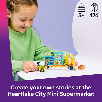 LEGO Friends Mini Supermercado de Heartlake City - Loja de Brinquedos com 2 Mini Bonecas, Figura de Cachorro de Estimação, Caixa Registradora e Acessórios de Comida de Brinquedo - Presente de Aniversário para Meninas a partir de 5 Anos - 42680