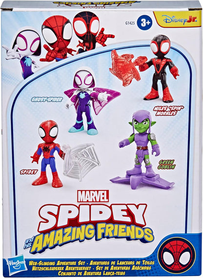 Conjunto de Aventuras de Lançamento de Teias do Homem-Aranha e seus Incríveis Amigos da Marvel, Figuras de Ação do Homem-Aranha, Verde