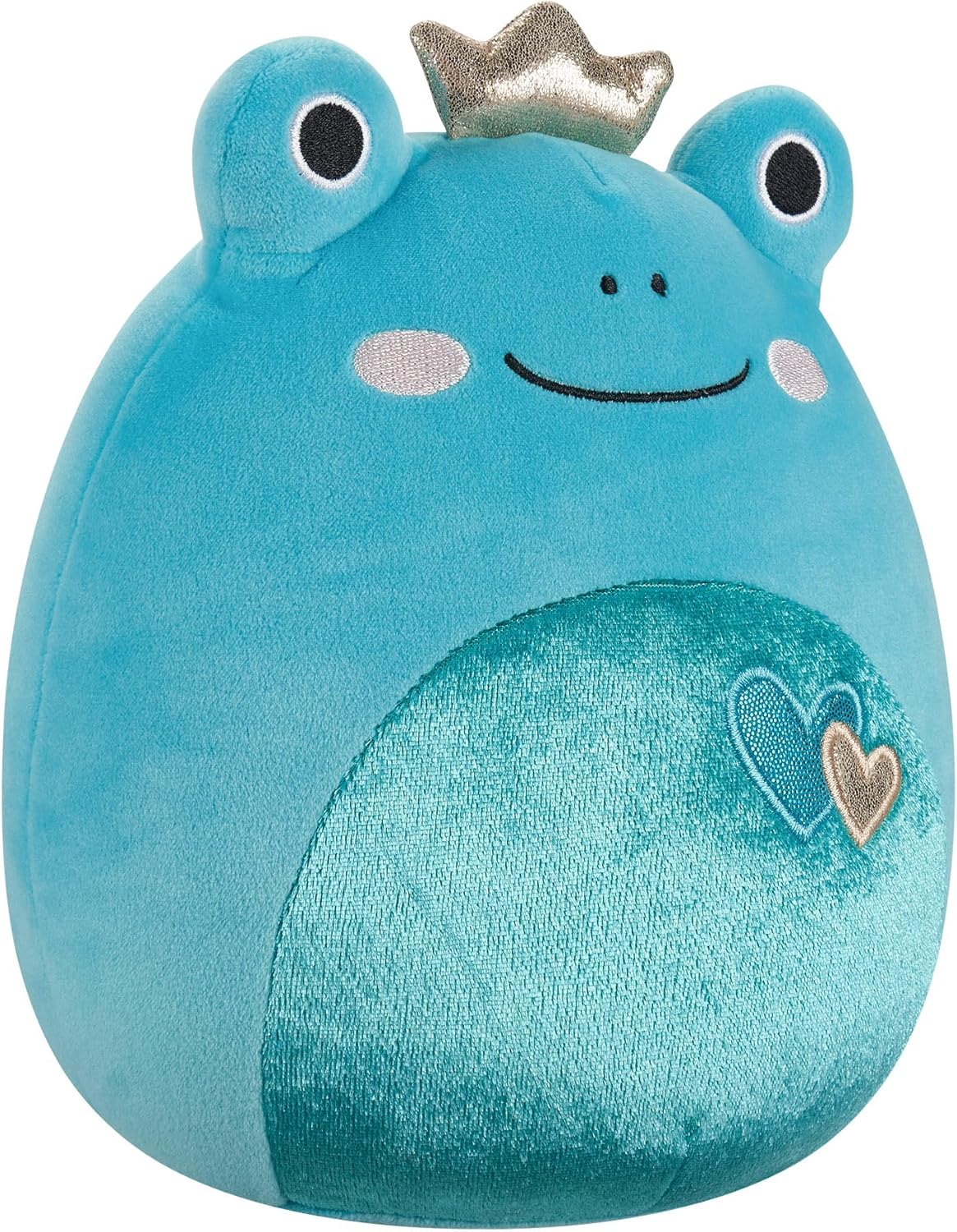 Squishmallows Original 7,5 polegadas Ludwig, o Sapo Verde-azulado com corações e coroa de pelúcia dos namorados