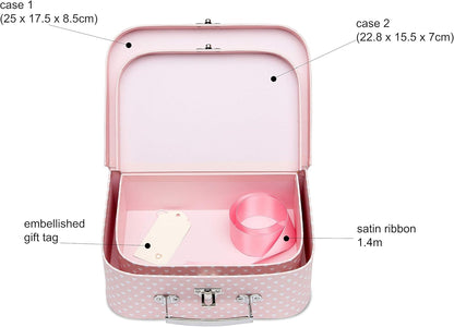 Baby Box Shop - Duas caixas prontas com fita de cetim e etiqueta para malas pequenas e médias, presentes para bebês, caixa de presente de chá de bebê faça você mesmo para meninos