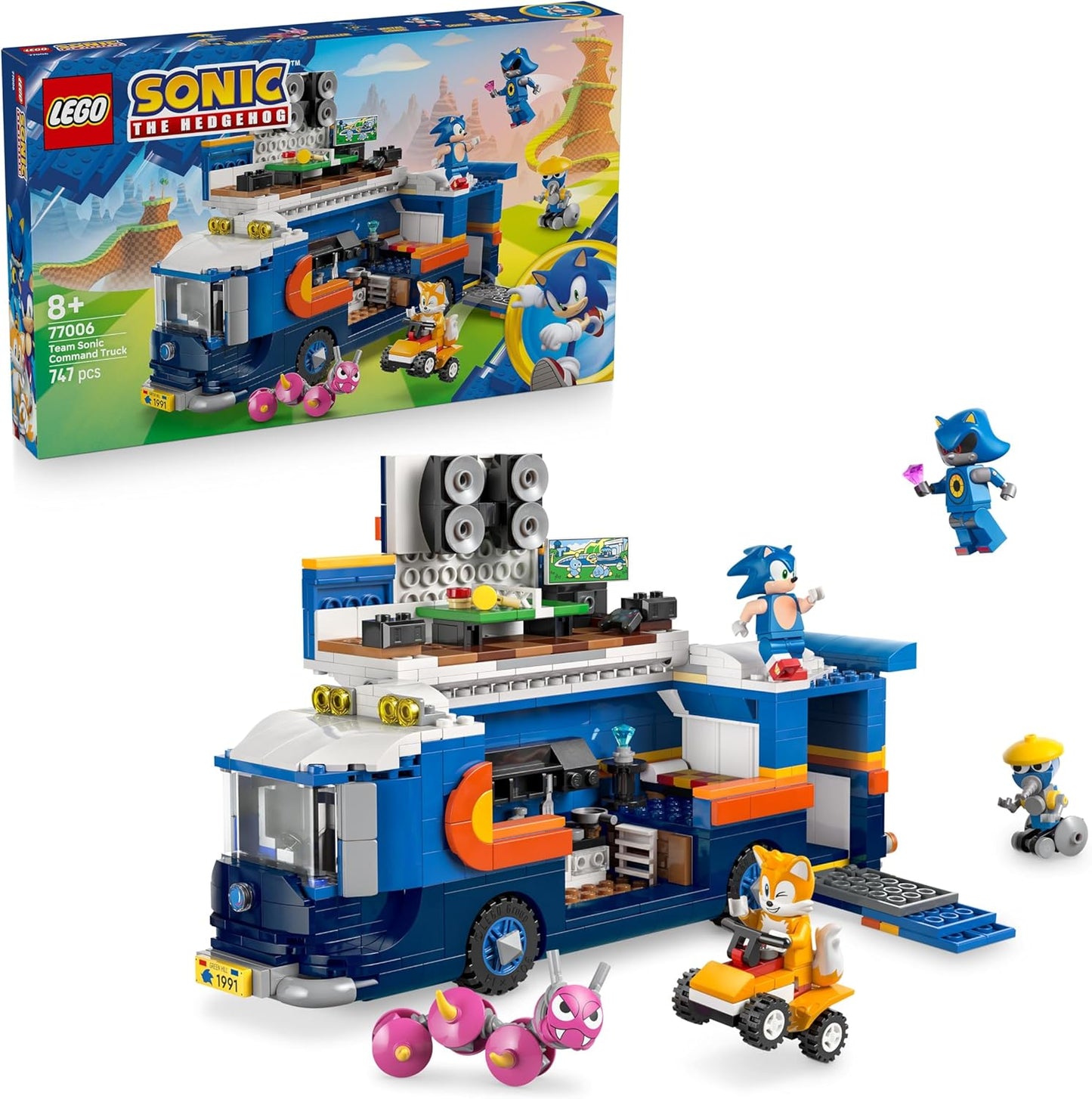 LEGO Sonic the Hedgehog Caminhão de Comando da Equipe Sonic - Conjunto Interativo com um Quadriciclo e 5 Figuras, incluindo Tails - Presente para meninos e meninas a partir de 8 anos e fãs de jogos - 77006