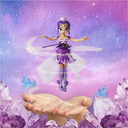 HATCHIMALS Pixies, Flyers de Cristal Pixie Voador Mágico Roxo com Luzes Asas Brilhantes e Estojo de Ovo de Cristal Drone de Brinquedo para Crianças de 6 anos ou mais