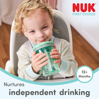 NUK Copo de Treinamento com Canudo First Choice | 12+ meses | 230 ml | Copo antivazamento com canudo para crianças pequenas | Tartaruga Verde | 1 unidade