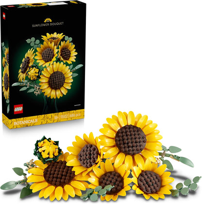LEGO Buquê de Girassóis Botanicals - Conjunto de Flores Artificiais para Adultos - Girassóis e Galhos de Eucalipto Artificiais para Decoração de Sala de Estar ou Quarto - Ideia de Presente DIY para Mulheres - 11502