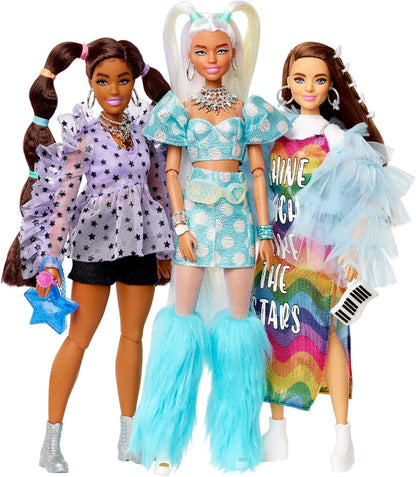 Barbie Pacote Extra com 5 bonecas com boneca Barbie Extra exclusiva, 70 peças de moda e acessórios, 5 bichinhos de estimação, cabelo extra longo e articulações flexíveis, 3 anos ou mais