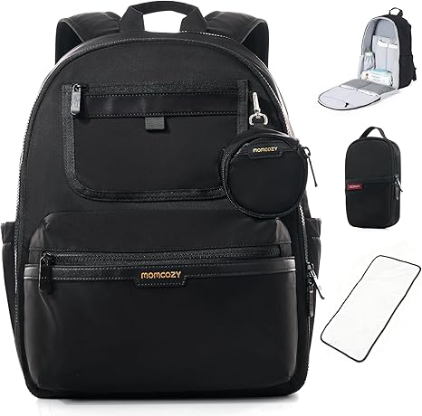 Momcozy Mochila para fraldas Urban - Bolsa para bebês elegante, durável e impermeável com vários bolsos, compartimento para laptop, trocador e alças para carrinho de bebê. Essencial para viagens, pais, trabalho e maternidade.