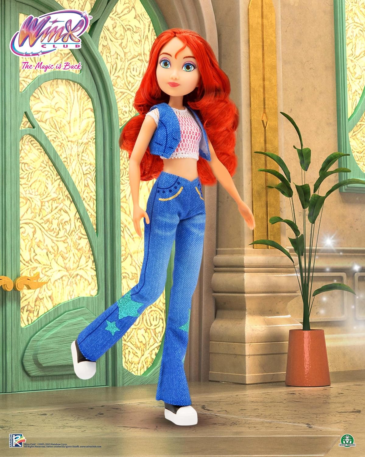 Winx Boneca Icônica – Bloom com Roupa Característica e Articulações – Boneca Fashion Clássica de 27cm com Cabelo Vermelho – Brinquedo Oficial do Clube Winx para Meninas – Brincadeira Mágica de Aventura – Idade 4+