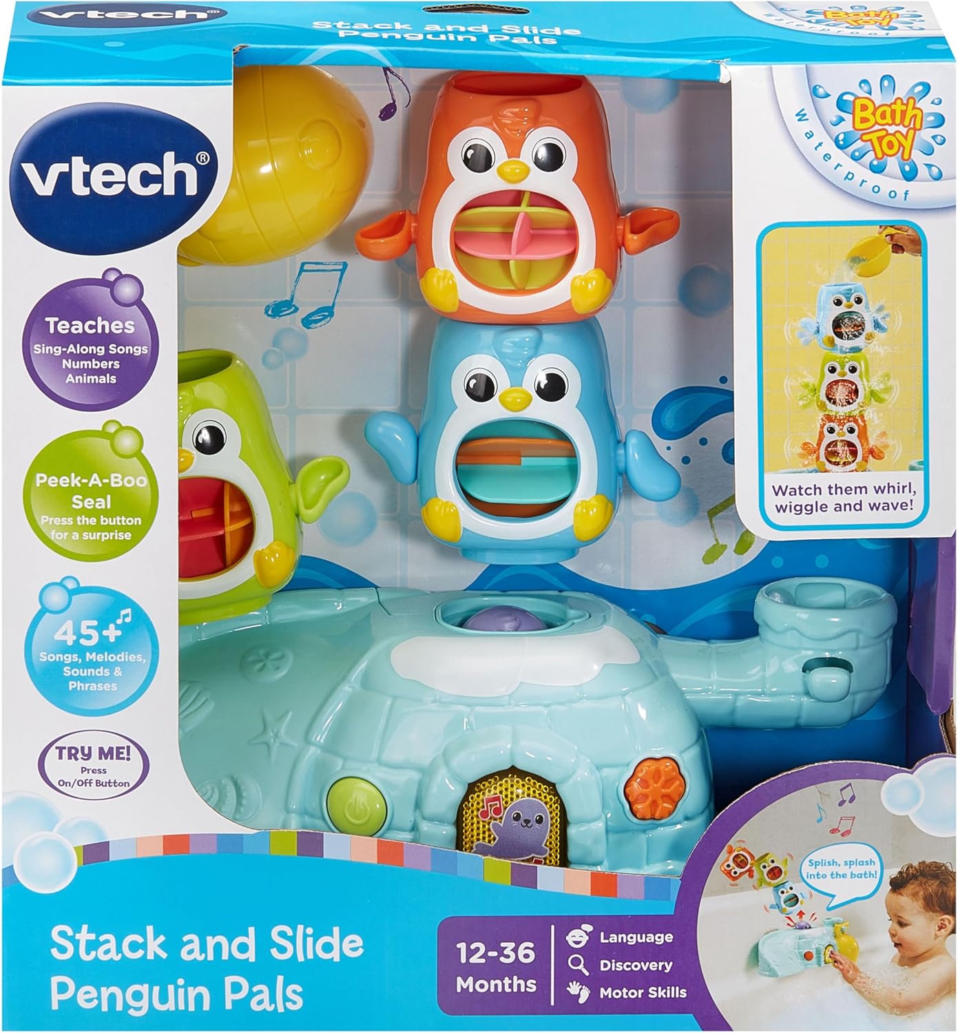 VTech Stack and Slide Penguin Pals, brinquedo interativo de banho empi ...