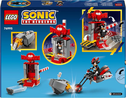 LEGO Sonic the Hedgehog Shadow the Hedgehog Escape, brinquedo de motocicleta para crianças, meninos e meninas de 8 anos ou mais com laboratório edificável, Badnik Rhinobot e figuras de personagens de videogame Clucky, presentes para jogadores 76995