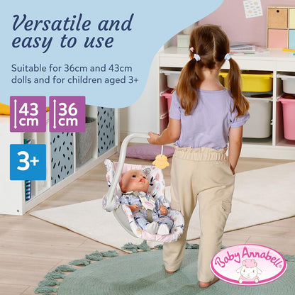 Baby Annabell Cadeirinha Comfort - 2 em 1: cadeirinha e cadeirinha para boneca - Leve e com cinto de segurança incluso - Compatível com bonecas de 43 cm e 36 cm - Embalagem 100% livre de plástico - Indicada para crianças a partir de 3 anos