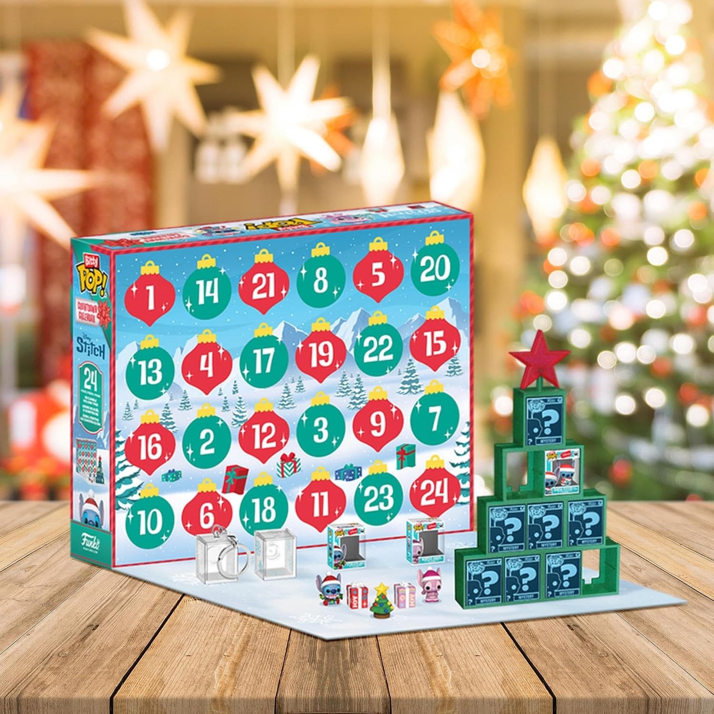 Funko Bitty Pop! Calendário de Contagem Regressiva Stitch Holiday - Lilo e Stitch - Calendário do Advento - 24 Dias de Surpresa - Mini Figuras de Vinil Colecionáveis - Caixa Misteriosa - Ideia de Presente - Natal