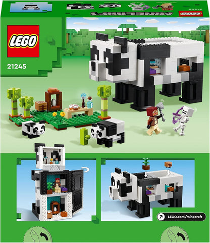LEGO Conjunto Minecraft The Panda Haven, casa de brinquedos móvel com figuras de animais de pandas bebês, brinquedos para crianças, meninos e meninas de mais de 8 anos