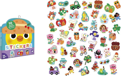 Janod - 50 Adesivos Grandes para Crianças 18 meses - Formato 7x8cm - Adesivos, Janod - Pacote com 100 adesivos - Adesivos de Bolso Formato 5x5cm - Dinos, Janod - Pacote com 300 adesivos - Adesivos de Bolso Formato 3x3cm - Geométricos