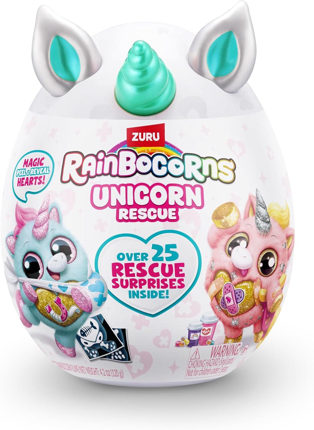 Rainbocorns Unicorn Rescue Surprise, Disco - Pelúcia colecionável - Ovo gigante, mais de 25 surpresas dentro, 35 cm, bicho de pelúcia fofinho, anéis, adesivos, acessórios vestíveis (unicórnio disco)