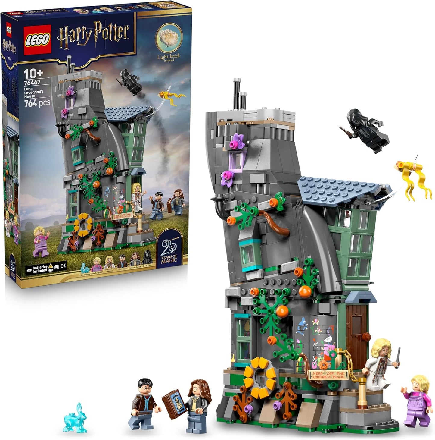 LEGO Harry Potter Casa da Luna Lovegood - Kit de Modelo em Miniatura para Montar com Bloco de Luz e 5 Minifiguras - Ideia de Decoração para Quarto - Presente para Meninas, Meninos e Fãs a partir de 10 Anos - 76467