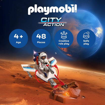 Playmobil Space ESA Planador Espacial e Astronauta – Veículo voador com função de disparo e braço de garra, exploração espacial no quarto das crianças, conjunto de brinquedo, diversão para crianças a partir de 4 anos, 72013