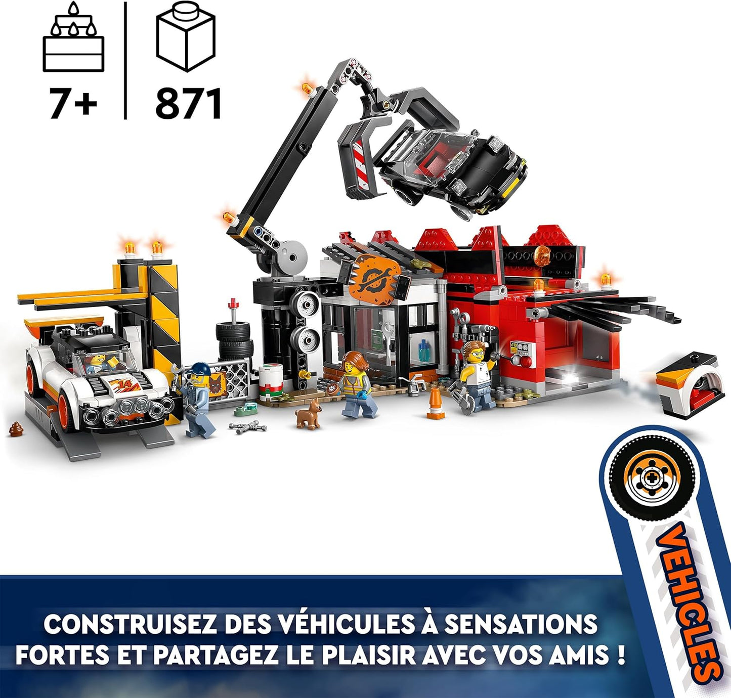 LEGO City Scrapyard com carros - Brinquedo de construção com triturador, guindaste, 2 brinquedos para carros, 4 minifiguras de trabalhadores e um prédio de escritórios - Presentes de aniversário para meninos e meninas com mais de 8 anos