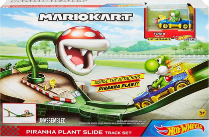 Hot Wheels Conjunto de pistas Mario Kart com 4 pistas diferentes, veículos Mario Kart em escala 1:64 e o Nemesis do videogame.