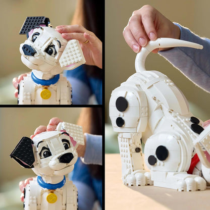 Figura de cachorrinho LEGO Disney 101 Dálmatas - Conjunto de construção personalizável para adultos - Transforma-se em 1 de 6 cachorrinhos fofos com cabeça e cauda giratórias - Ideia de presente de decoração faça você mesmo para fãs 43269