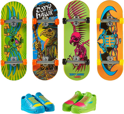 Hot Wheels Skate Neon Bones - Conjunto com 4 skates de dedo e sapatos de skate removíveis, inspirados no Tony Hawk. Desenvolvido em colaboração com Tony Hawk, HXK84.