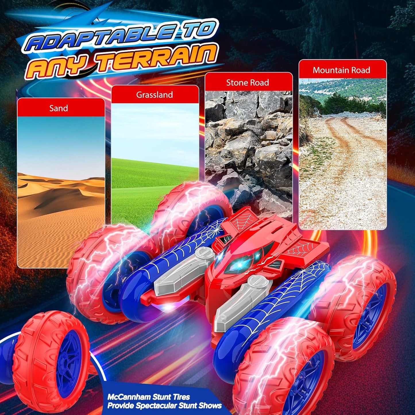 Dreamlandia Carrinhos de Controle Remoto para Crianças, Carro Aranha RC com Giro de 360°, Presente de Aniversário para Meninos de 4 a 10 Anos, Brinquedos do Homem-Aranha e Seus Incríveis Amigos