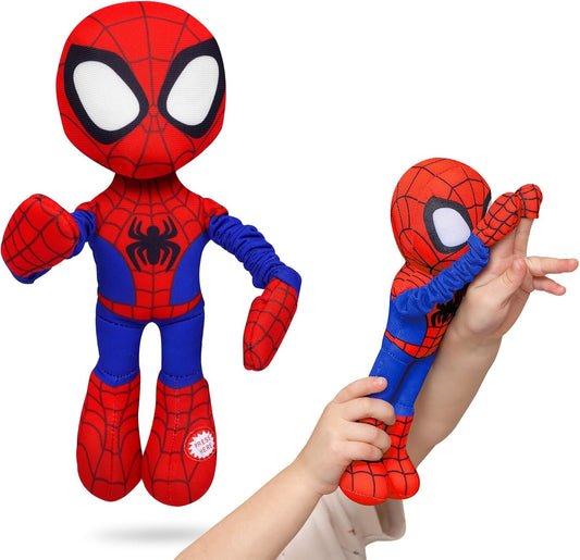 Marvel Homem-Aranha e Seus Incríveis Amigos – Brinquedo de Pelúcia do Homem-Aranha com Estilingue e Som – Braços Extensíveis para Lançamento – Pelúcia Macia e Resistente de Super-Herói para Crianças