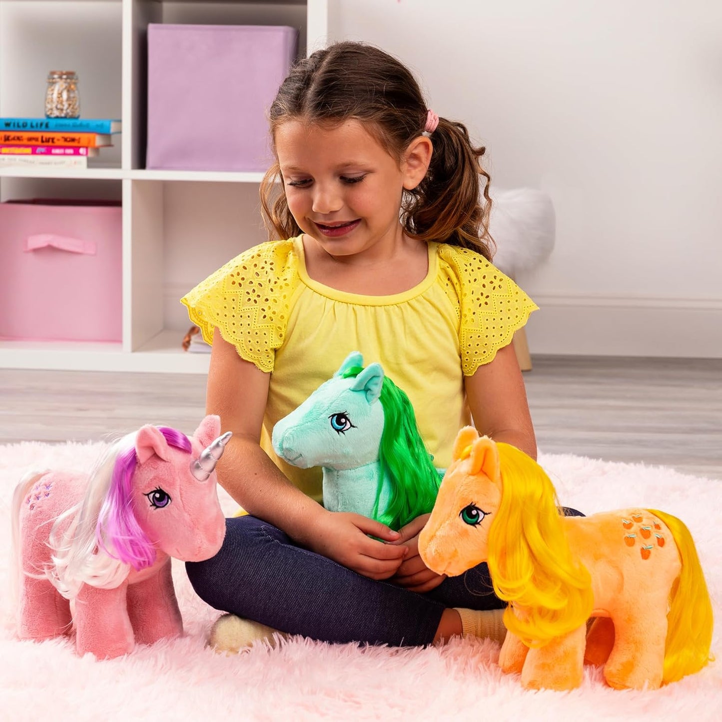 Meu pequeno pônei | Pelúcia Applejack | Presentes de cavalo retrô para meninas e meninos, brinquedos colecionáveis de cavalo vintage para crianças, brinquedos de unicórnio para meninos e meninas de 3 anos ou mais