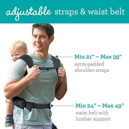 Canguru Infantino Flip 4 em 1 Leve e Arejado - Respirável, Suporte Lombar, Cinto de Cintura Ajustável, Apoio de Cabeça, Assento Ergonômico, Alças Macias para Recém-Nascidos e Crianças de 3,6 a 14,5 kg, Cinza Escuro