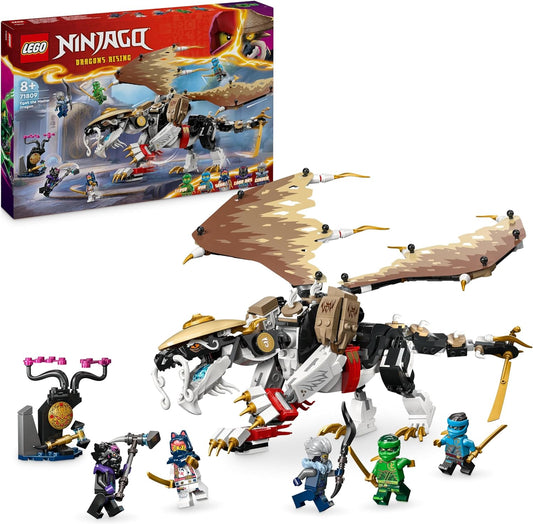 LEGO Brinquedo NINJAGO Egalt the Master Dragon para meninos e meninas de mais de 8 anos, conjunto de construção Dragons Rising com 5 minifiguras de personagens Ninja Inc. Nya e Lloyd com elementos de espada, ideia de presente infantil 71809