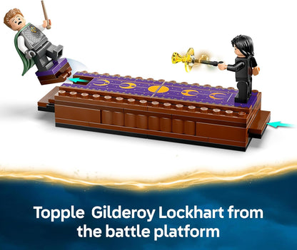 LEGO Harry Potter Castelo de Hogwarts: Playset do Clube de Duelo com 4 minifiguras colecionáveis, incl. Draco Malfoy e Severus Snape, brinquedo de dramatização com função de tombamento para meninos e meninas a partir de 8 anos