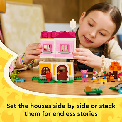 LEGO Animal Crossing Casas Criativas: Estações da Diversão - Brinquedo 2 em 1 com 2 modelos de casas e minifiguras do Stitches, Fuchsia e Fang - Presente para fãs e meninas a partir de 7 anos - 77057