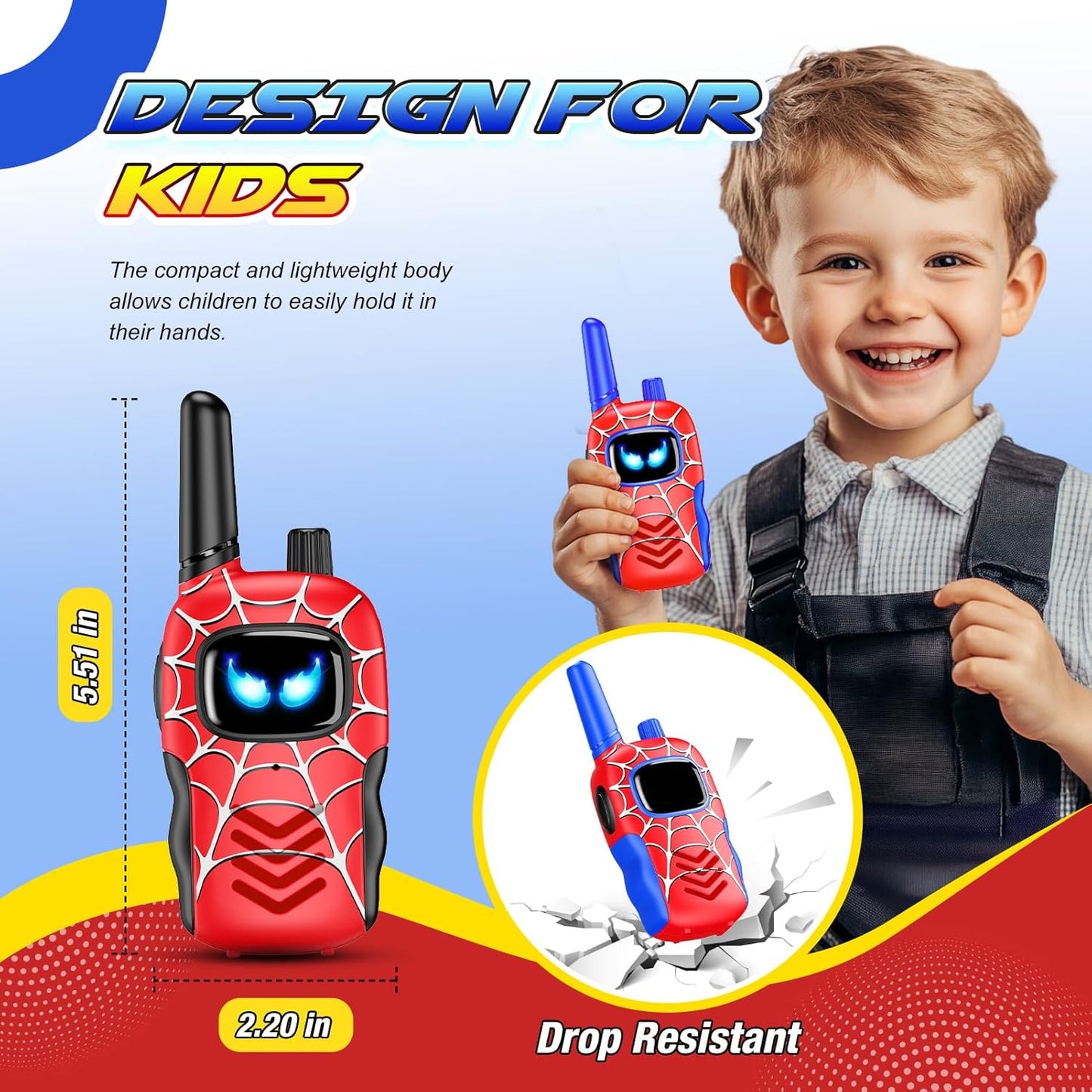 Walkie-talkies de aranha para crianças de 3 a 12 anos, ideal para meninos e meninas. Presente perfeito para aniversários e Natal. Ideal para atividades ao ar livre, como acampamentos e jardins.