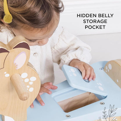 Le Toy Van - Passeio de madeira Petilou em brinquedo de empurrar de cervo para crianças | Adequado para menino ou menina de 1 ano +