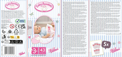 Baby Annabell Fraldas, Multicoloridas, Tamanho Pequeno, Pacote com 5