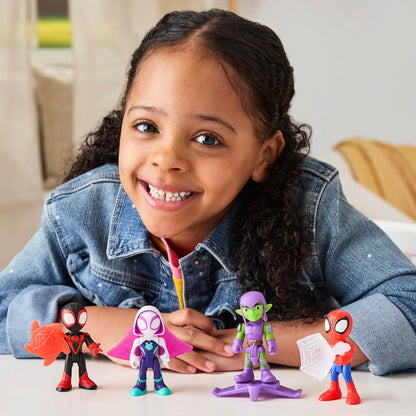 Conjunto de Aventuras de Lançamento de Teias do Homem-Aranha e seus Incríveis Amigos da Marvel, Figuras de Ação do Homem-Aranha, Verde