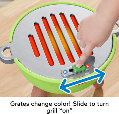 Fisher-Price Brinquedos para Crianças Pequenas - Churrasqueira de Atividades da Floresta da Amizade, Conjunto de 14 Peças de Comida para Brincar de Faz de Conta para Crianças em Idade Pré-escolar a partir de 2 Anos, JLB82