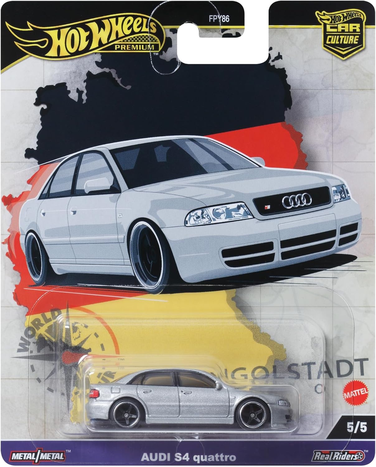 Hot Wheels Premium Audi S4 Quattro, Car Culture Circuit Legends Vehicles for Kids 3 Years Old & Up and Adult fans and Collectors, Premium Collection of Car Culture 1:64 Scale Vehicles, HRV81