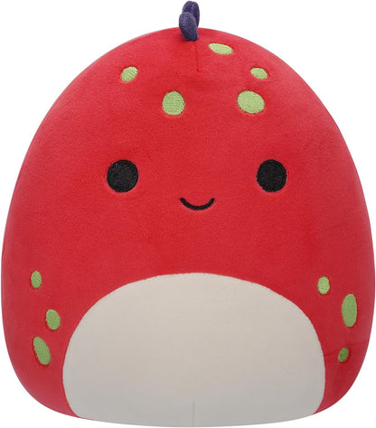 Squishmallows SQCR05399 Le Rouge 7,5 polegadas-Dolan The Red Dino com manchas verdes, multicolorido