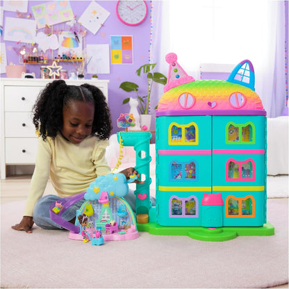 Gabby’s Dollhouse, Kitty Care Ear Purrfect Playroom, conjunto de 17 peças com 4 figuras de brinquedo e móveis de casa de bonecas, brinquedos infantis para meninas e meninos a partir de 3 anos.